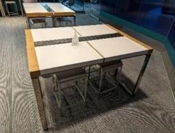 [#C5-25] Table, Meeting, White/Wood, 34" x 34" x 24"
