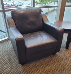 [#B12-4] Brown Pleather Chair, 37x37x33, worn