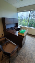 [#E8-43] L shape desk suite - dark brown