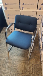 [#B4-50] Blue sled base chairsw/ metal frame