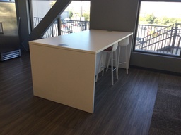 [#C1-15] Kitchen table with  2 orange stools (will be disassembled) 48x96x40