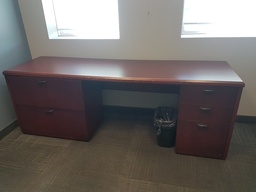 [#E4-40] Large wooden desk with two pedestals