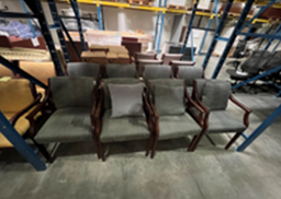 [#B8-MM025] Blue and Brown Striped Chairs and Pillows