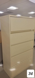 [#D12-34] Beige 5 Dr file cabinet 36L x 18w X 63 H