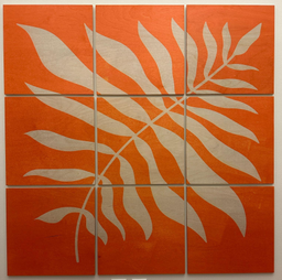 [#J3-68] Artwork - 9 panels, orange plant