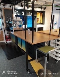 [#C5-63] Wood Bar Height Table 