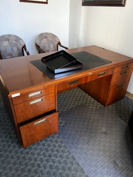 [#E4-72] Wood Desk With 2 Pedestals