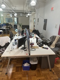 [#E3-3351] 2 desks attached back-to-back (71 inch L x 65 inch W)