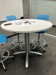 [#C5-Pic 49] White High Top Round Table, 48" round and 44" tall