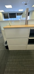 [#D8-4] Metal Grey Filing Cabinet with Wood Top