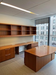 [#E8-50] 11' Credenza with 6' Desk and Overhead Storage