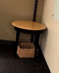 [#C23-43] Wood Top Round Side Table