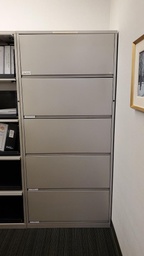 [#D12-19] Metal 5-High File Cabinet, Grey