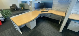 [#E6-39] Right-Hand Crank Height Adjustable Desk, Maple with BF Ped