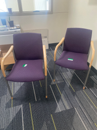 [#B8-32] Purple Wood And Metal Guest Chair