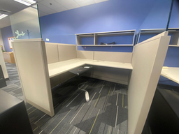 [#A2-47] Panel System Desk With Overhead Storage