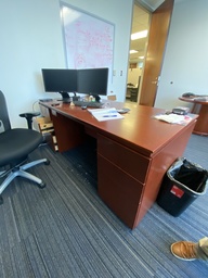 [#E4-20] Cherry Desk with Two Pedestals
