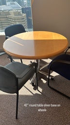 [#C5-82] Round Table, silver base on wheels