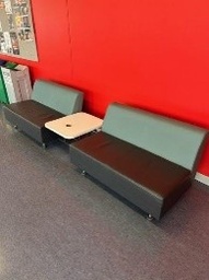 [#B7-7] Teal Lounge Sofas with Joining Table (must be a set of 2 sofas with table)