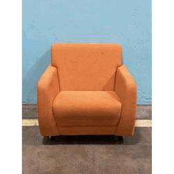 [#B12-3] 1223/NC - Sela ORANGE Lounge Chair And A Half, Non-Contrast, Sled Base (31Wx33Dx29H)