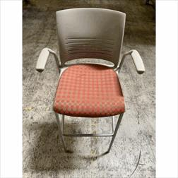 [#B1-62] Strive Four-Leg Cantilever Arm Cafe Stool,Uph Seat. 19x18x45