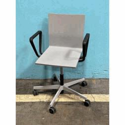 [#B13-68] Chair w/ Black Fixed Arms &amp; Grey 5-Star Metal Base w/ Black Hard Casters