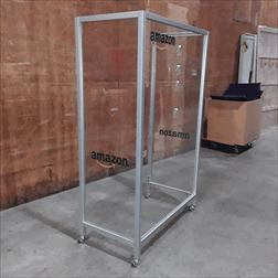 [#I13-72] COVID-19 U-Shaped Plexi Screens W/Casters and Temperature Holes (45Wx72Hx21D)