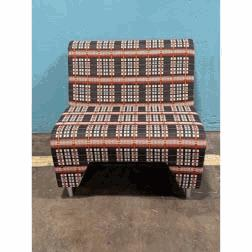 [#B12-103] MYNN - PLAID MyWay No Arms Lounge Chair, 4 - Legs (33Wx32Dx29.50Hx18SH)