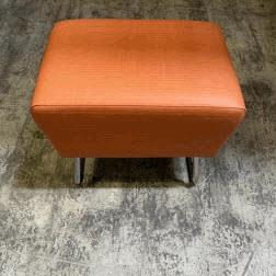 [#B11-107] Sela Ottoman,Non-Contrast, Orange Fabric, (24x18x18)
