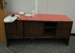 [#D5-84] Wood Orange Laminate Credenza (34x72)