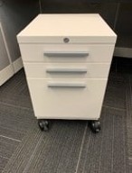 [#D16-2] White Storage Pedestal with 3 Drawers