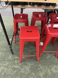 [#B4-6] Red Breakroom Bar Stools - Metal