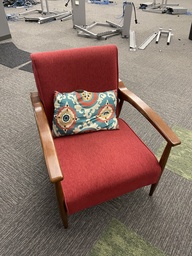 [#B8-31] Side Chairs - Red With Wood Arms