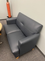 [#B6-34] Blue Leather Love Seat