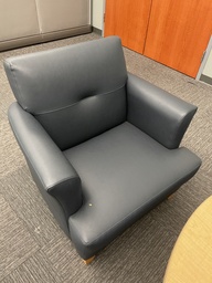 [#B12-36] Blue Leather Lounge Chairs