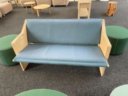 [#B2-9] Light Blue Upholstered Wood Bench