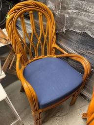 [#B8-41] Wood/Blue Arm Chair