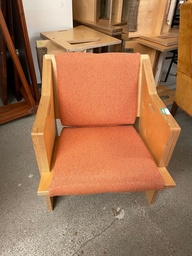 [#B8-56] Orange Upholstered Wood Chair