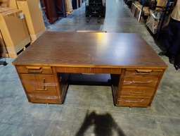 [#E4-53] Wooden Desk with Two Peds - 66x43x29
