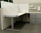 [#A4-28] L-Shaped Workstation (Desk W 70 X D 29 | Panel Height (w/glass 54)