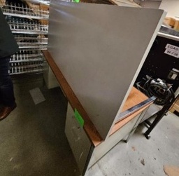 [#E1-10] Grey Desk with Tan Top