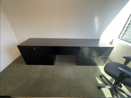 [#D5-133] Credenza, Black, Double 2-Drawer Cabinet
