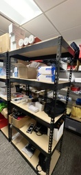 [#D14] Black and Wood Shelving Unit, 36” x 72” x 18”