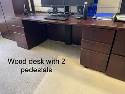 [#E4-71] Wood Desk with 2 pedestal