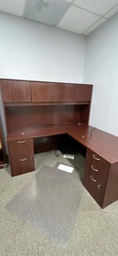 [#E9-114] L-Shape Desk w/ Overhead Storage