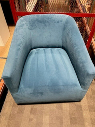 [#B12] Lounge Chair, Swivel, Blue Fabric