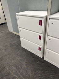 [#D8-12] white 3 drawer metal lateral file cabinet, 30" wide