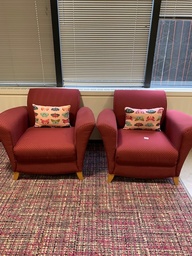 [#B12-22] Lounge Chair -  Maroon with Green Pillow