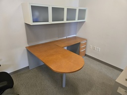 [#E6-2] L-Desk w/ Overhead Storage