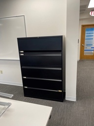[#D12-39] Black 5 Drawer Lateral Filing Cabinet (42')